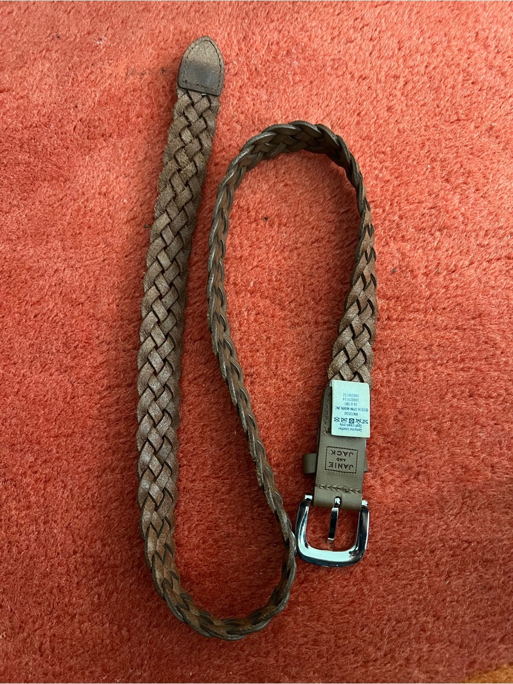 Janie and Jack Braided Tan Brown Leather Belt with Silver Buckle
